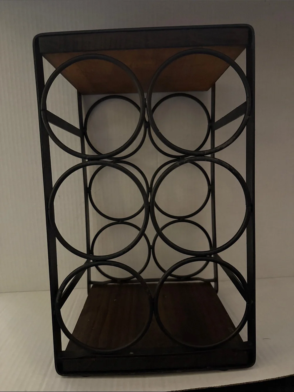 Metal and Wood 8-Bottle Wine Rack - Black and Brown